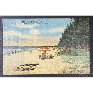 Pass-A-Grille Beach 1930s-1950s Florida - Vintage Postcard